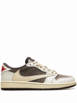 Beige Women's Nike x Travis Scott Low OG Reverse Mocha Air Jordan 1 | KYCWGN-671