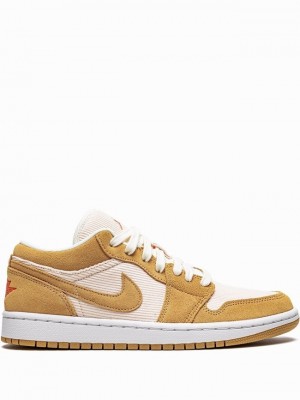 Beige / Light Orange Women's Nike Low SE Corduroy & Suede Air Jordan 1 | XOUANB-956