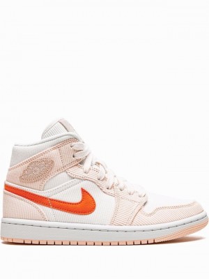 Beige / Orange Women's Nike Mid SE Corduroy Air Jordan 1 | XUYQHM-327