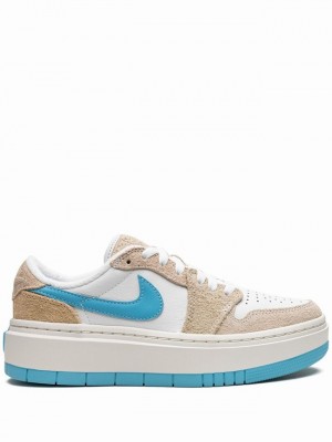 Beige / White / Blue Women's Nike Elevate Low SE Air Jordan 1 | UWHQKJ-059