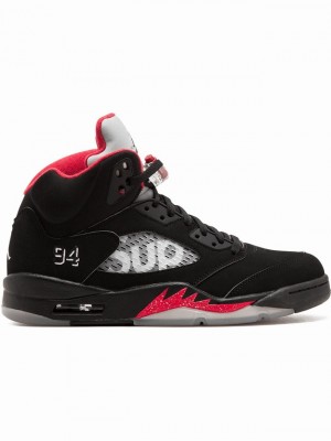 Black Men's Nike Retro Supreme Air Jordan 5 | IUODLV-290