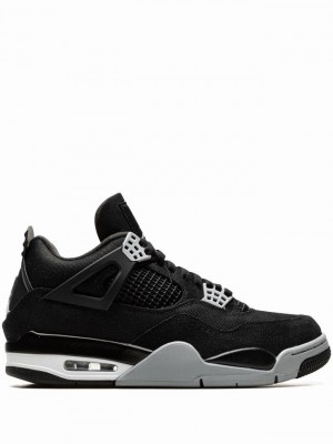 Black Women's Nike Black Canvas Air Jordan 4 | SLIWNF-734