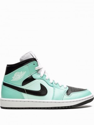 Black Women's Nike Mid Aqua Black Air Jordan 1 | RLCIHO-943