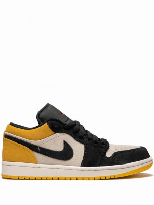 Black / Beige / Yellow Men's Nike Low Air Jordan 1 | VYSLDW-943