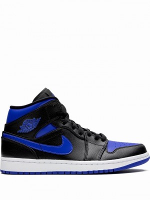 Black / Blue Men's Nike Mid Air Jordan 1 | XYQDMO-869