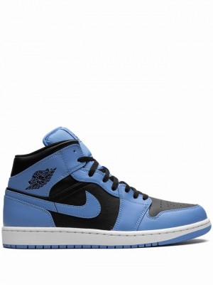 Black / Blue Men's Nike Mid University/ Air Jordan 1 | JXRBGI-136