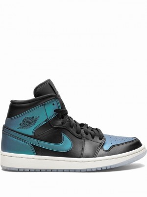 Black / Blue Women's Nike Wmns Mid Air Jordan 1 | THAJFU-806