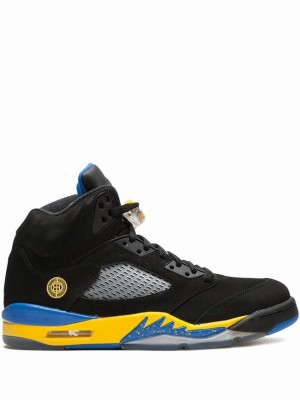 Black / Blue / Yellow Men's Nike Retro Air Jordan 5 | HMVBSD-072