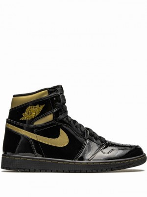 Black / Gold Men's Nike High Metallic Air Jordan 1 | CBZFHE-483