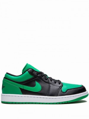 Black / Green Men's Nike Low Lucky Air Jordan 1 | EZNFGM-742