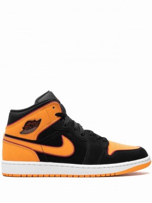 Black / Orange Men's Nike Mid Air Jordan 1 | DRPQUO-179