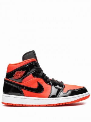 Black / Orange Women's Nike Mid Hot Punch Air Jordan 1 | KCYQUI-073