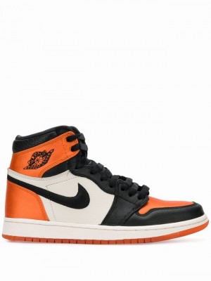 Black / Orange Women's Nike RE High OG SL Satin Shattered Backboard Air Jordan 1 | ICSPUO-864