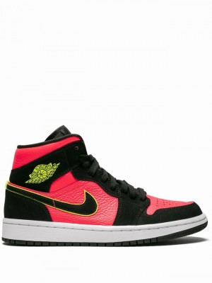 Black / Pink Women's Nike Mid Air Jordan 1 | JQOISZ-045