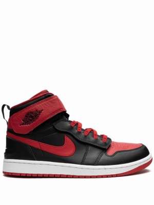 Black / Red Men's Nike High FlyEase Bred Air Jordan 1 | HGBNPW-081