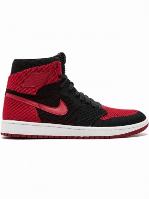 Black / Red Men's Nike Retro HI Flyknit Air Jordan 1 | PUAKBV-236