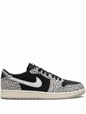 Black / White Women's Nike Low Elephant Print Air Jordan 1 | LQACPW-157