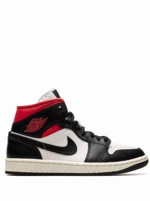 Black / White Women's Nike Mid Air Jordan 1 | CBHJIX-836