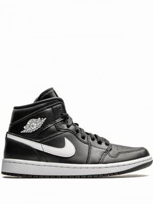 Black / White Women's Nike Mid Air Jordan 1 | TOWLCR-574