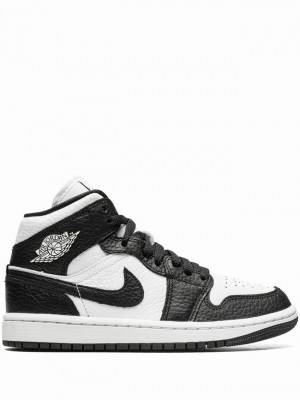 Black / White Women's Nike Mid SE Split Air Jordan 1 | KDVYRQ-671