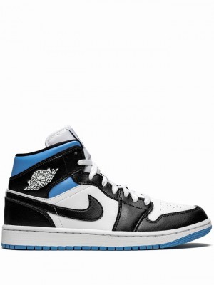 Black / White / Blue Women's Nike Mid University Air Jordan 1 | GVLOJB-423