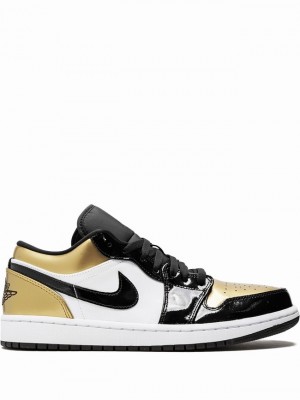 Black / White / Gold Women's Nike Low Gold Toe Air Jordan 1 | TWHNXJ-902