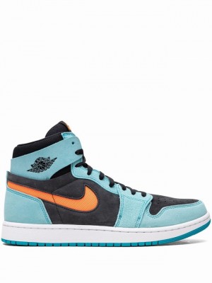 Blue / Black Men's Nike Zoom CMFT 2 Bleached Aqua Air Jordan 1 | NLERGD-420