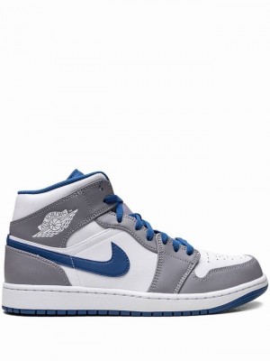 Blue / Grey / White Women's Nike Mid True Air Jordan 1 | RUVOHC-208