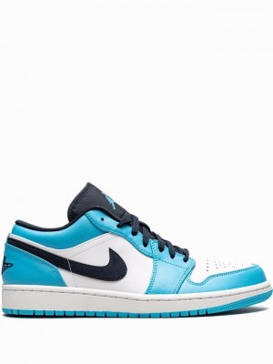 Blue / White Men's Nike Low UNC Air Jordan 1 | CDHVNK-053