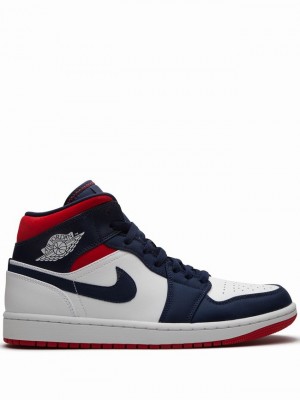 Blue / White Men's Nike Mid SE Olympic - USA Air Jordan 1 | MZRWVG-726