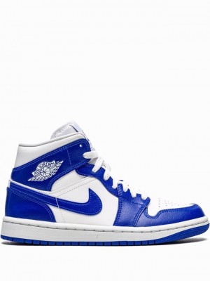 Blue / White Women's Nike Mid Kentucky Air Jordan 1 | MSJBPQ-315