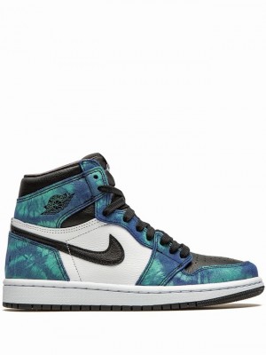 Blue / White / Black Women's Nike High Tie-Dye Air Jordan 1 | RITDMY-170