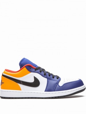 Blue / White / Orange Men's Nike Low Air Jordan 1 | UQIFGN-692