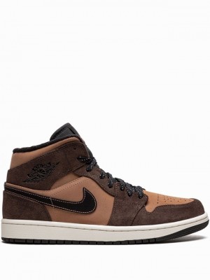 Brown Men's Nike Mid SE Earth Tone Air Jordan 1 | JSVEZK-921