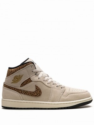 Brown Women's Nike Mid Brown Elephant Air Jordan 1 | TKDEVN-154