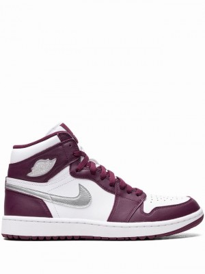 Burgundy / White Men's Nike High Golf Bordeaux Air Jordan 1 | CMPTQI-126