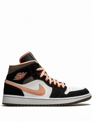 Coral / Beige Women's Nike Mid SE Peach Mocha Air Jordan 1 | XUPBDC-586