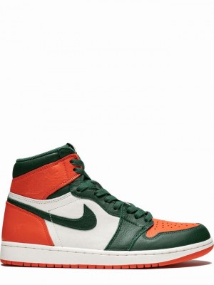 Green / Orange / White Men's Nike Retro High OG Air Jordan 1 | YDSCVM-815