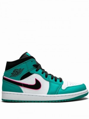 Green / White Women's Nike Mid SE Air Jordan 1 | TEGHYF-376