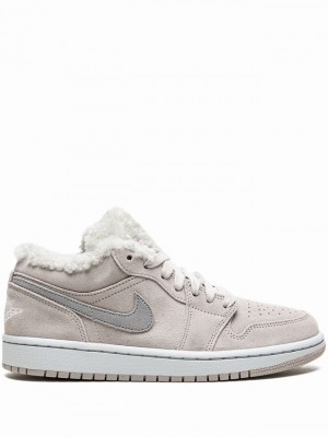 Grey Women's Nike Low SE Sherpa Fleece Air Jordan 1 | HTDIMY-675