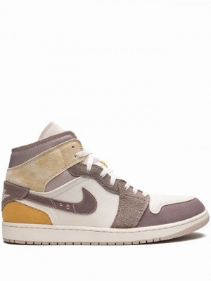 Grey / White Men's Nike Mid SE Taupe Haze Air Jordan 1 | UNOHZX-381