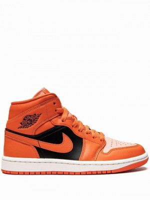 Orange / Black Women's Nike Mid SE Air Jordan 1 | PHWUYX-270