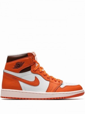 Orange / Brown / White Women's Nike High Starfish Air Jordan 1 | ZRTFGS-295