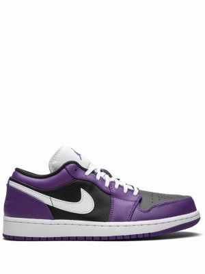 Purple / Black Men's Nike Low Top Air Jordan 1 | PNRLSJ-745