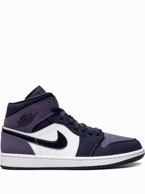 Purple / Navy Women's Nike Mid Air Jordan 1 | EOGIRW-643