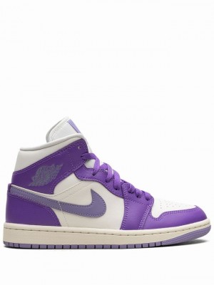 Purple / White Women's Nike Mid Action Grape Air Jordan 1 | WVMOYF-098