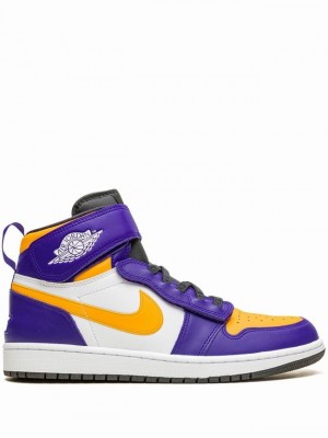 Purple / Yellow Men's Nike Hi Flyease Lakers Air Jordan 1 | QOFJRU-360