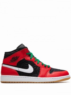 Red / Black Men's Nike Mid Air Jordan 1 | JGPHEU-947