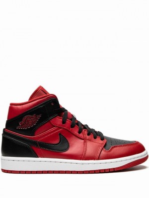 Red / Black Men's Nike Mid Reverse Bred Air Jordan 1 | ZBXLYK-275