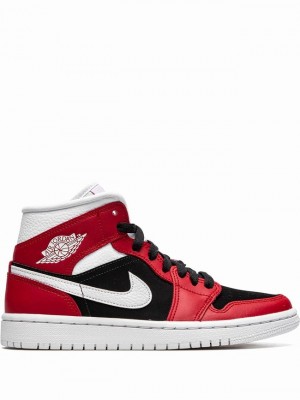 Red / Black / White Women's Nike Mid Air Jordan 1 | MHULWP-657